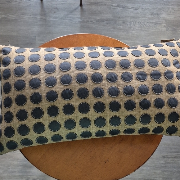 Canaan Company Polka Dot Accent Lumbar Pillow in Black and Tan - Picture 1 of 6